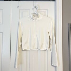 Aritzia - Sunday Best White 1/2 Zip Long Sleeve Top